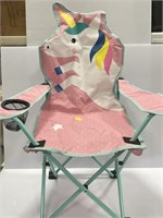 Pink unicorn children’s chair leg slightly bent