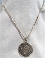 STERLING MEXICO MAYAN CALENDER PENDANT NECKLACE