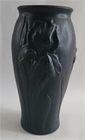 Black Amethyst Glass Iris Vase 7"