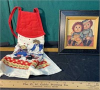 Raggedy Ann And Andy Apron And Framed Photo