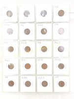 Group of 20 Early Wheat Pennies