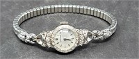 Longines women's watch with diamonds, marked 14kt