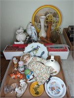 VASES, CANDLES, FIGURINES, PLATES AND DOLL