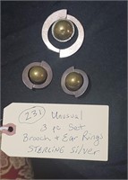 Unusual 925 STERLING silver brooch & earrings 43g