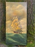 Original Oil on Canvas Sailing Ship