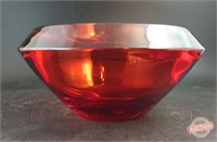 Art Glass Red Modernist Bowl / Vase