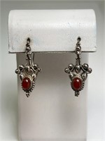 Vintage Sterling Carnelian Earrings 8 Grams Twt