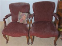 Pair of Vtg Plum Upholstered Arm Chairs *times the
