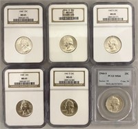 Six Graded 1940's Quarters