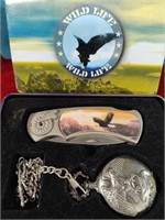 Wild Life Knife & Pocket Watch in Tin