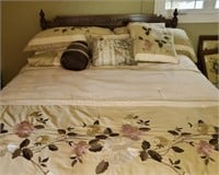 Queen bed and bedding, new never slept in