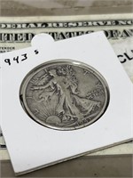 1943 S walking Liberty silver half dollar US coin