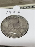1952 Franklin silver half dollar US coin