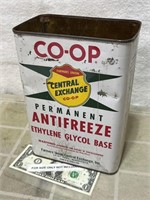 Vintage CO-OP antifreeze advertising gallon can