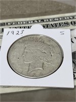 1923 S silver peace dollar US coin