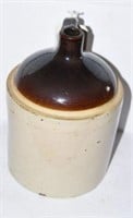 Primitive 2 gallon stoneware handled whiskey