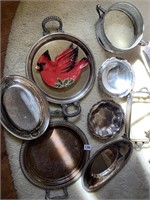 SERVING TRAYS AND CARDINAL DISH