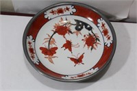 An Oriental Ceramic and Pewter Bowl