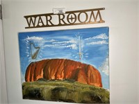 War Room metal sign and canvas painting