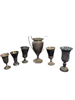 6pc Sterling Silver Kiddish Cups & Trophy 39 TOz
