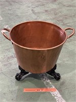 Large Copper Bath / Pot On Claw Foot Stand -