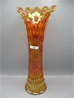 Fenton 19" dark marigold Rustic Funeral vase.