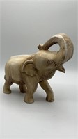 12" Wooden Elephant Statue Trunk Up