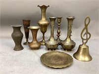 Brass Candelabras, Vases, Bell & More