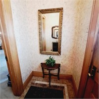 Beveled Wall Mirror, Wood Stand