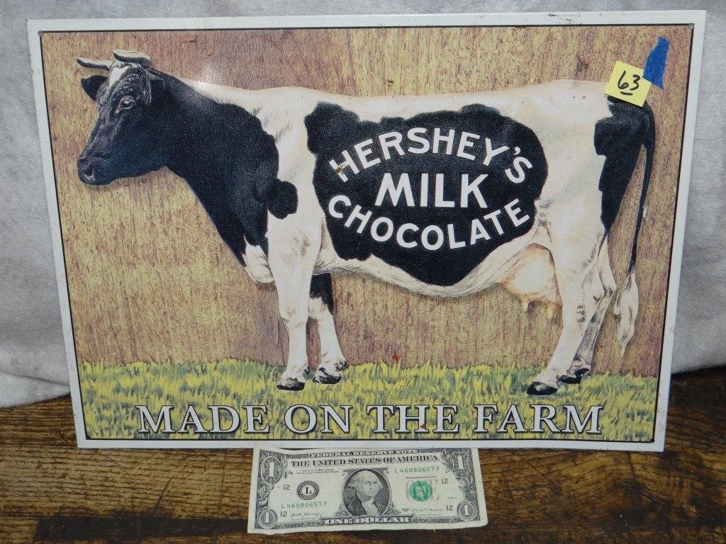 Metal Hershey's Milk Chocolater Sign 16" x 11-1/2"