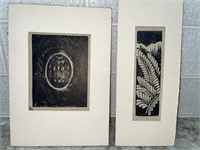 Lot of 2 Original Wood Block Prints