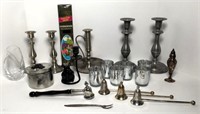 Silverplate, Iron & Pewter Candlesticks & More