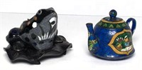 Enameled Frog & Miniature Teapot