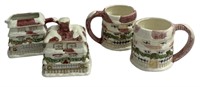 Hand Painted Ceramic Mugs, Creamer & Sugar