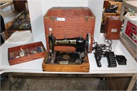 Vintage Colonial Sewing Machine in Wood Box
