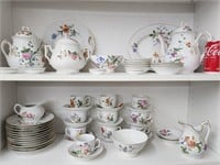 Assorted china with floral motif.  Various ages,