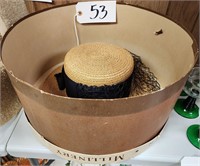 Hat Box, 40's Straw Hat w/Veil