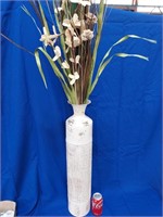 Tall metal vase w arrangement
