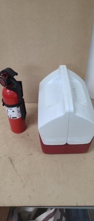 Small Cooler & a Fire  Extinguisher.
