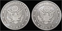 (2) 1 OZ .999 SILVER US ARMY ROUNDS