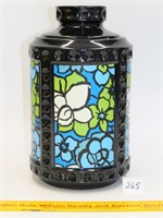 Vintage Hand decorated flower panel cookie jar by