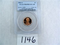 2003-S One Cent PCGS graded PR69 RD DC