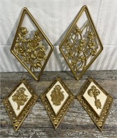 MCM Syroco diamond gold tone wall hangings