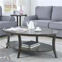 Roundhill Perth Wood Oval Coffee Table  Gray