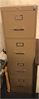 Tan Waller Bros. 4 Drawer Metal File Cabinet