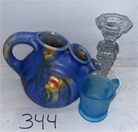 Vintage blue milk glass child cup & more