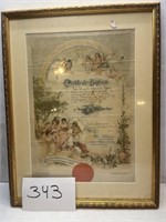 Antique 1902 antique baptism certificate