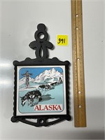 Vtg Alaska Cast Iron Tile Trivet