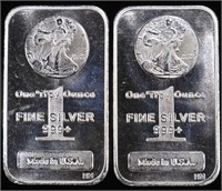 (2) 1 OZ .999 WALKING LIBERTY BARS