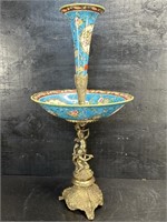 LARGE BRONZE AND PORCELAIN CHERUB EPERGNE